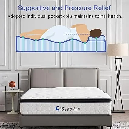 Sigolit hybrid mattress in a bedroom setup with king size bed frame