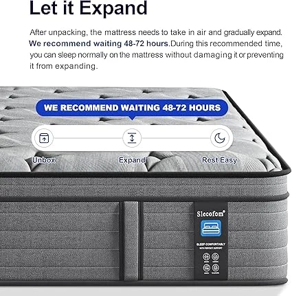 Side view showing 14-inch thickness of Slecofom hybrid queen mattress