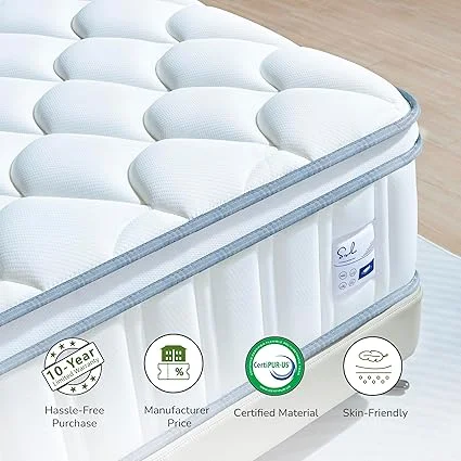 Side view of Sozlo 12 inch thick mattress with durable construction