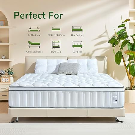 Medium firm full mattress providing pressure relief and edge support