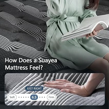SUAYEA king mattress compressed in a box for easy delivery and setup