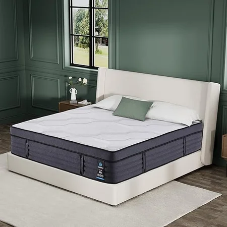 Suiforlun 15-inch hybrid king mattress with charcoal gel memory foam for cooler sleep