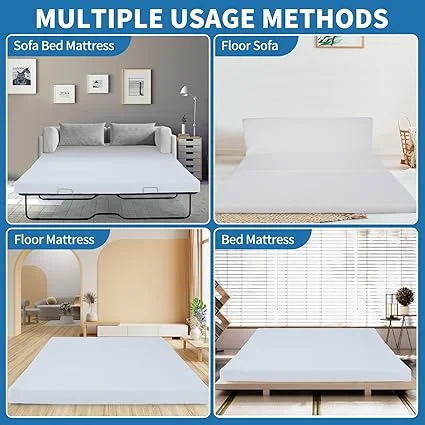 Foldable trifold mattress with memory foam construction