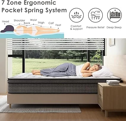 TEENO hybrid mattress with individual pocket springs for support