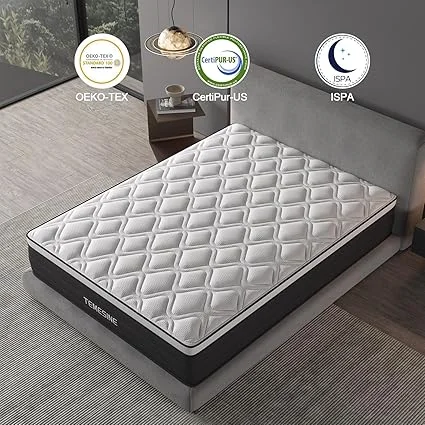 TEMESINE mattress in a box being unboxed with setup instructions