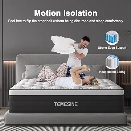 TEMESINE hybrid mattress providing pressure relief and enhanced edge support