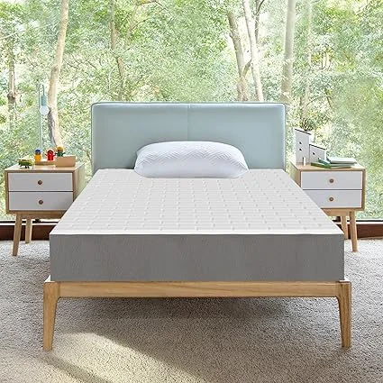 Front view of Treaton 7-inch medium firm foam mattress in white