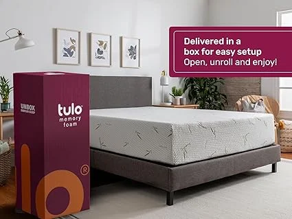 Tulo memory foam mattress compressed in a box for easy delivery
