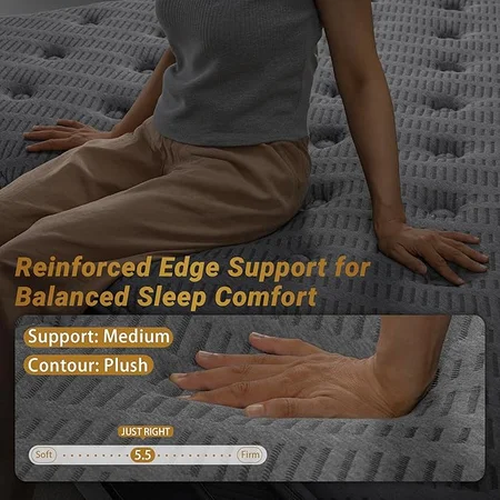 Close-up of UNZIPE hybrid mattress gel memory foam and individual pocket springs