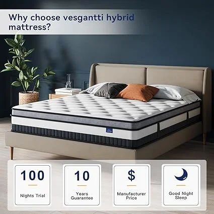 Medium firm feel Vesgantti full size mattress for comfortable sleep