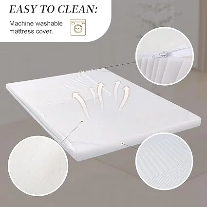 Vipbear CertiPUR-US certified bed topper with durable washable cover