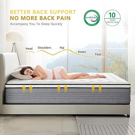 Person testing the pressure relief and support of Vipcute hybrid mattress