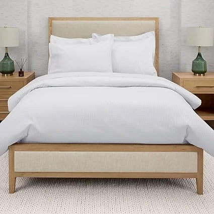 Westin Heavenly Bed fully set up in bedroom with hotel-inspired bedding