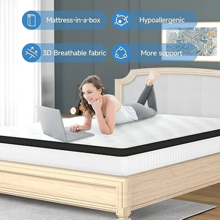 Wowttrelax queen mattress fully set up in bedroom