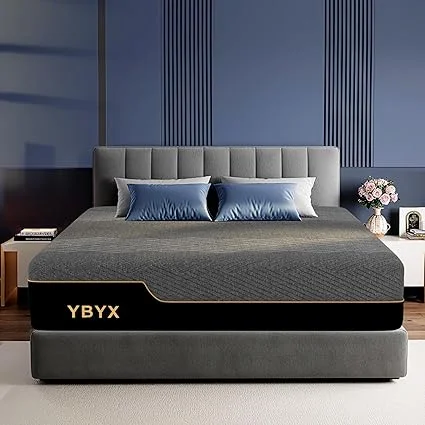 YBYX 12-inch hybrid king mattress with memory foam and pillow top