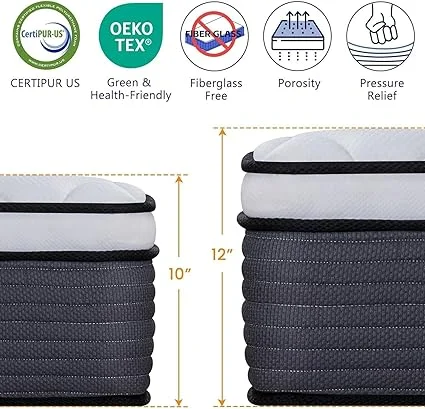 Yilezena medium firm mattress providing pressure relief and motion isolation for better sleep