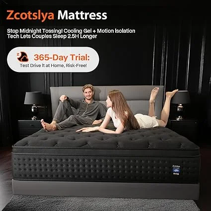 Person testing the medium firm comfort and pressure relief of Zcotslya queen mattress