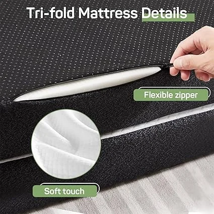Queen size memory foam mattress with foldable design by Zibbizo, easy to store