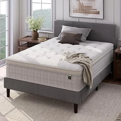 Zinus 13 inch hybrid mattress with euro top and pocket springs