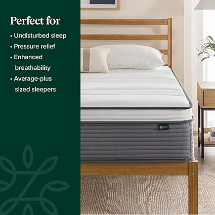 ZINUS hybrid mattress with motion isolation technology in queen size box