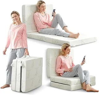 Cheer Collection Tri-Fold Folding Mattress folded for easy storage and transport