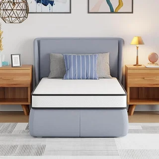 FDW 6 inch twin hybrid mattress with white cover