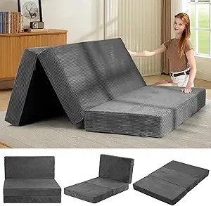 Feliz Home 6-inch tri-fold mattress folded for easy storage and transport