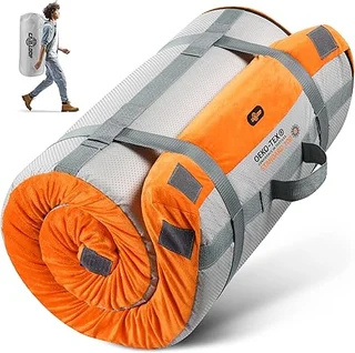Gaialoop 3 inch thick dual layer memory foam camping mattress unrolled