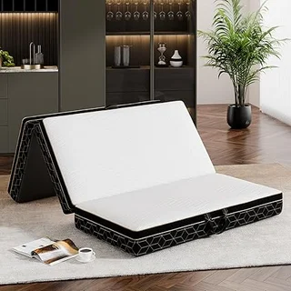 GEMBED tri-fold memory foam mattress folded with handle for easy transport