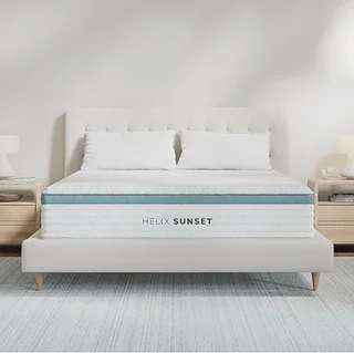Generic Helix Sunset mattress unboxing showing queen size dimensions