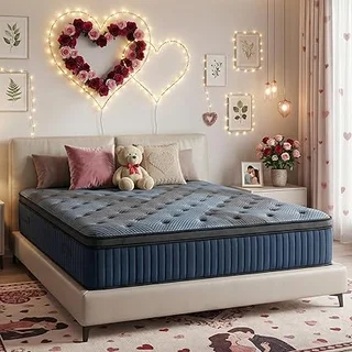 Generic 12 inch king size mattress in a box with medium firm hybrid construction