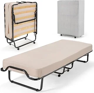 Giantex folding bed with 4-inch memory foam mattress, small single size