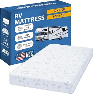 Greaton 10-inch high-density foam RV mattress replacement in medium firm white