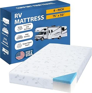 Greaton 8-inch cooling gel memory foam RV mattress replacement in white