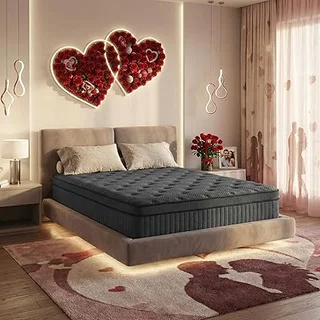 Inight full mattress with hybrid design featuring Nebulign foam and pocket springs for support