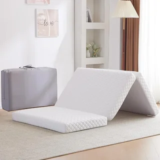 Jela white foldable twin mattress with 4-inch memory foam