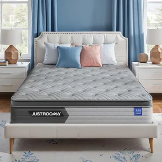 JustRoomy 12 inch firm queen hybrid mattress in a box with cooling gel memory foam