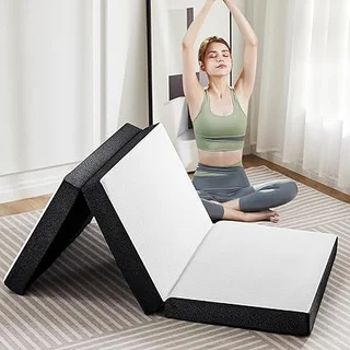 KMFurnila memory foam tri-fold mattress folded for easy storage