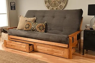 Kodiak Furniture Monterey futon with storage drawers in butternut finish