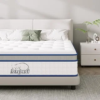 LAZYCAT 12 inch twin hybrid mattress with memory foam and pocket springs