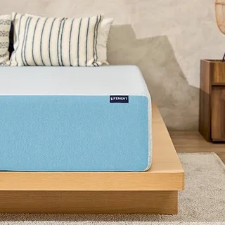 LIFEMENT 8-inch twin cooling gel memory foam mattress in a box, unboxed and expanding