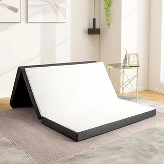 MUUEGM tri-fold memory foam mattress folded for easy storage and transport