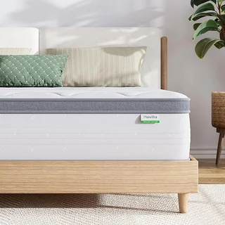 Novilla queen hybrid mattress being unboxed from its compact shipping box