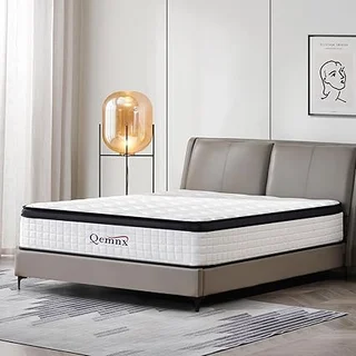 QEMNX queen hybrid mattress with memory foam and responsive pocket springs
