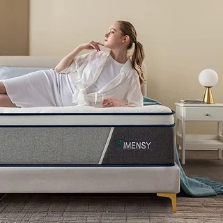 Rimensy 14 inch king size hybrid memory foam mattress in bedroom setting