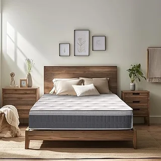 Tnahsbf 12 inch grey hybrid queen mattress in a box