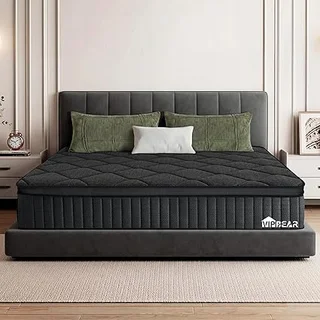 Vipbear 14 inch hybrid king mattress in a box with deep gray cover
