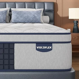 VISCOFLEX extra firm queen mattress with hybrid construction and 12-inch thickness