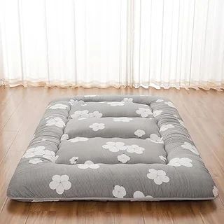 Zelladorra grey cotton Japanese floor mattress full size with storage bag
