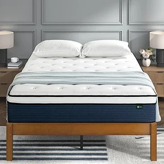ZINUS 12 inch hybrid mattress in queen size, fiberglass free with medium plush comfort